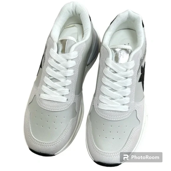 Vintage Havana Women’s Run Fashion Sneakers White Grey Silver - Picture 4 of 6